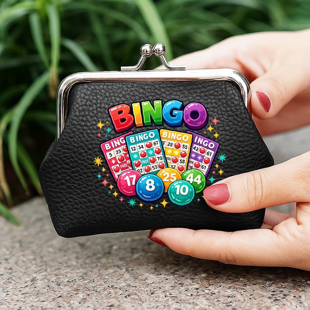 TEMU Pouch Bags, Organizer Bags For Bingo Cards And For Bingo Balls Coin Purse, Vibrant White Pebbled With Metal Kiss-lock Clasp, Ideal For And ,