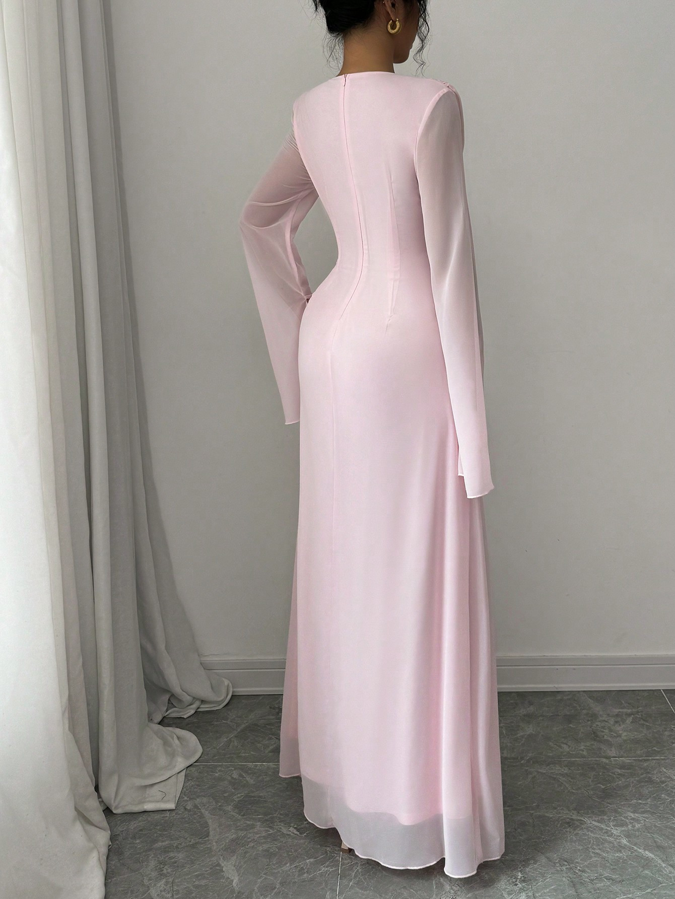 【k♡】Tulip Chiffon Long Dress beige pe Designer fashion, Seoul-fully created | W Concept