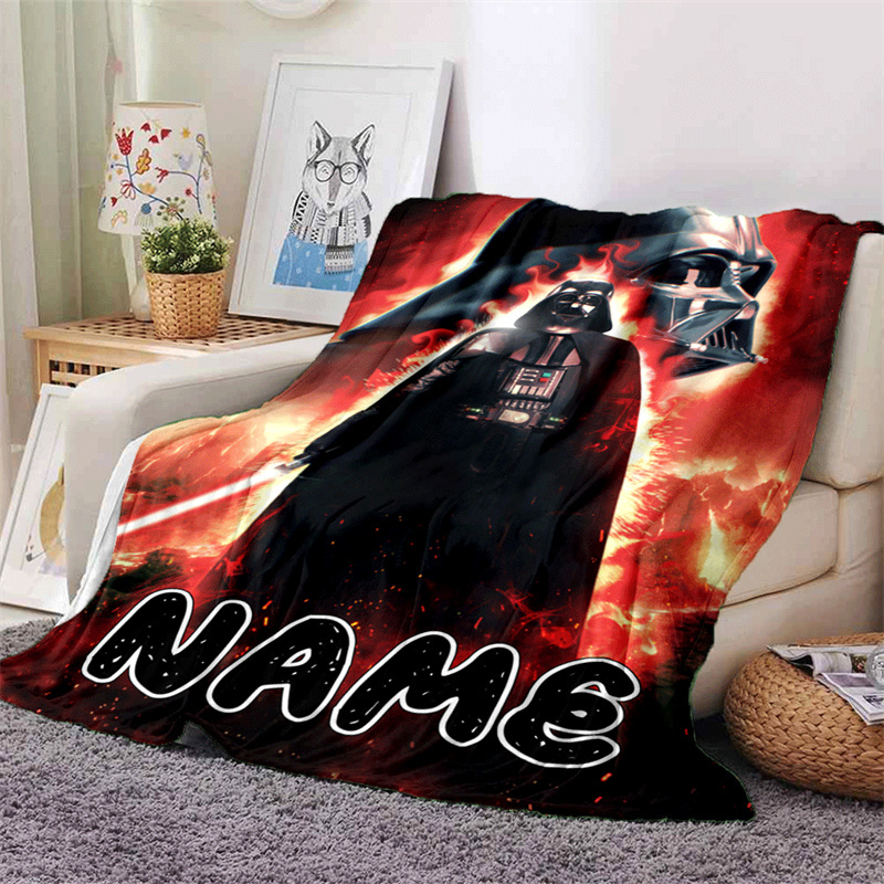 

[1pc Personalized Vader Blanket] Personalized Name Vader Design Polyester Throw Blanket, Uncharged, Machine Washable, Chunky Knit, For Bed, Sofa, Camping, And Travel