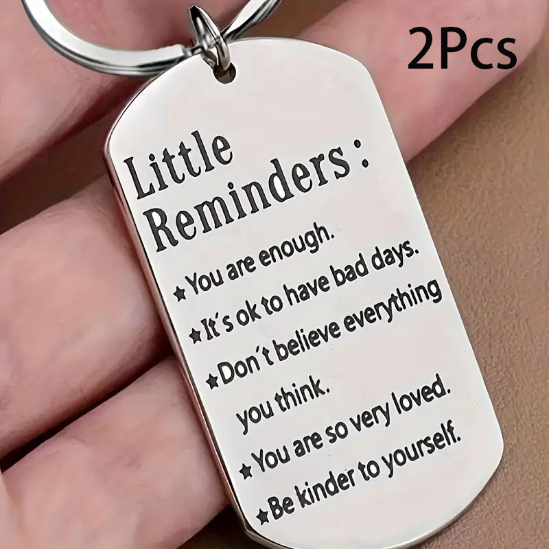 

2pcs Stainless Steel Small Reminder Keychain Engraved With Inspirational Quotes For Women And Men. Perfect Birthday And Christmas Gift For Son, Daughter, Best Friend