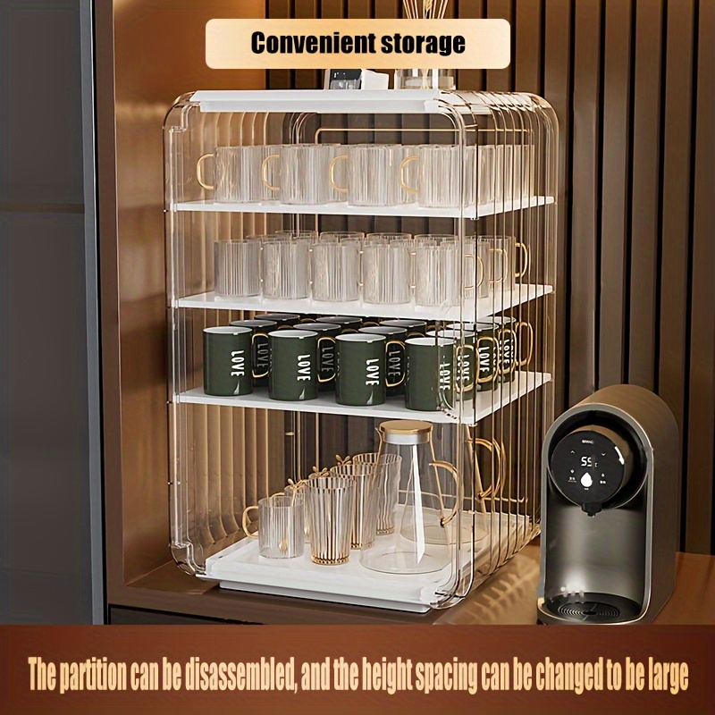 Multi-Layer Transparent Storage Rack with Dust-Proof & High Quality Design - Durable PP Plastic Organizer for Kitchen, Bathroom, Office - Clear Multi-Compartment Shelves for Utensils, Bottles, Snacks, Home Organization, Sturdy Construction, Home Organizers