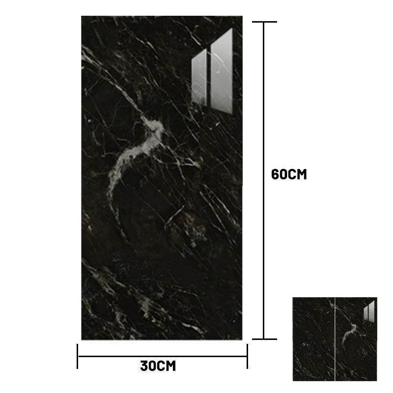 Image of 20 Tile Stickers, Marble-effect Wall Covering, 60x30cm Self-adhesive Tiles, Wall Panels, Adhesive Tiles For Kitchen Splashbacks, Bedrooms, Living Rooms And Bathrooms