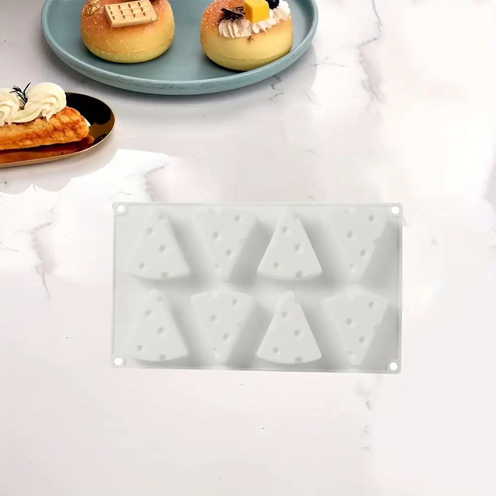 TEMU Molde de silicona con forma de queso de 1 pieza con 8 cavidades para cake pops, cubos, chocolate, pasteles, mousse y postres franceses, molde