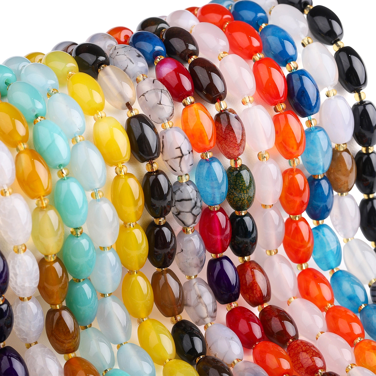8X12Mm Natural Stone Multi-Color Agate Seed Beads