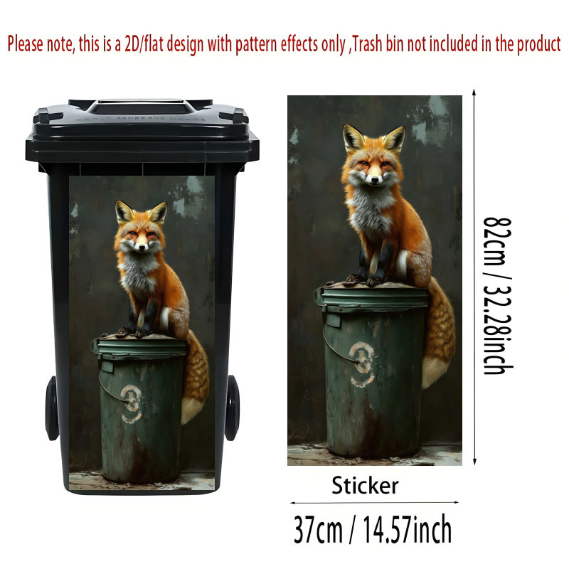 Image of 1pc Of Trash Can Sticker, 37×82 Cm, Featuring Theme Design For Trash Cans, Self-adhesive Wallpaper For Decoration, Suitable For Kitchen Trash Cans, Walls, And Home Decor