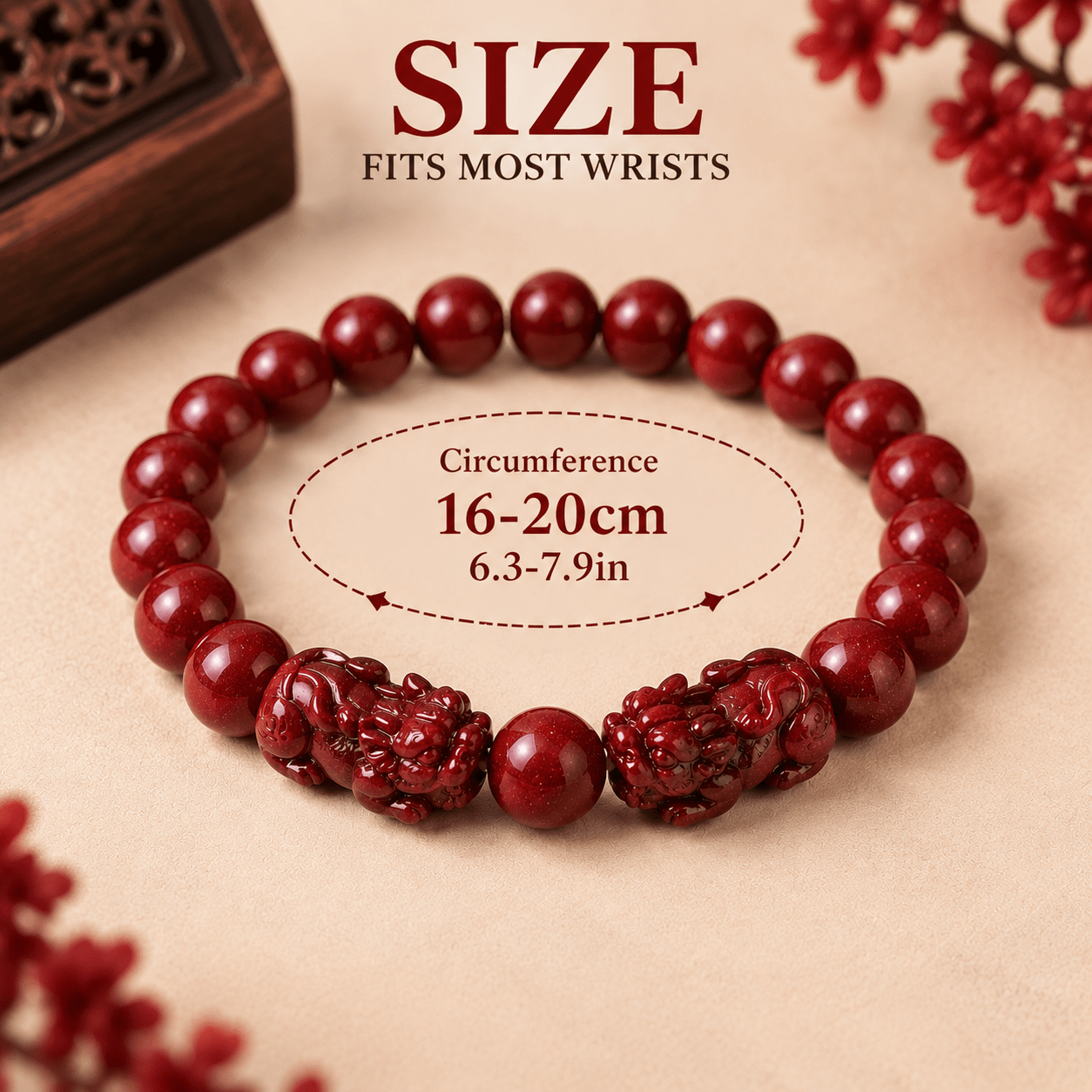 2pc Vintage Bohemian Cinnabar Pixiu Bead Bracelet Set