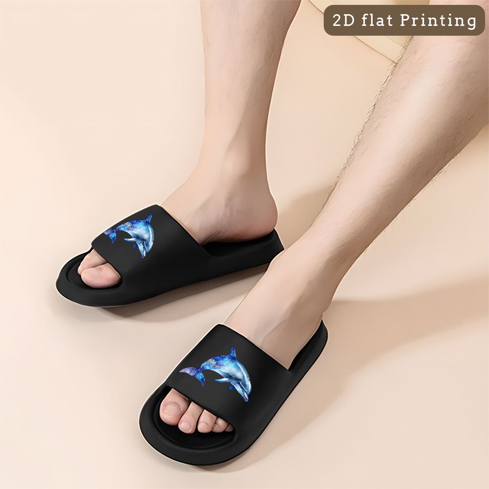 TEMU 1 Pair Dolphin Cute Cartoon Style Women's Eva Sports Slippers, Men's Slip-on , A Must-have For Home, Birthday