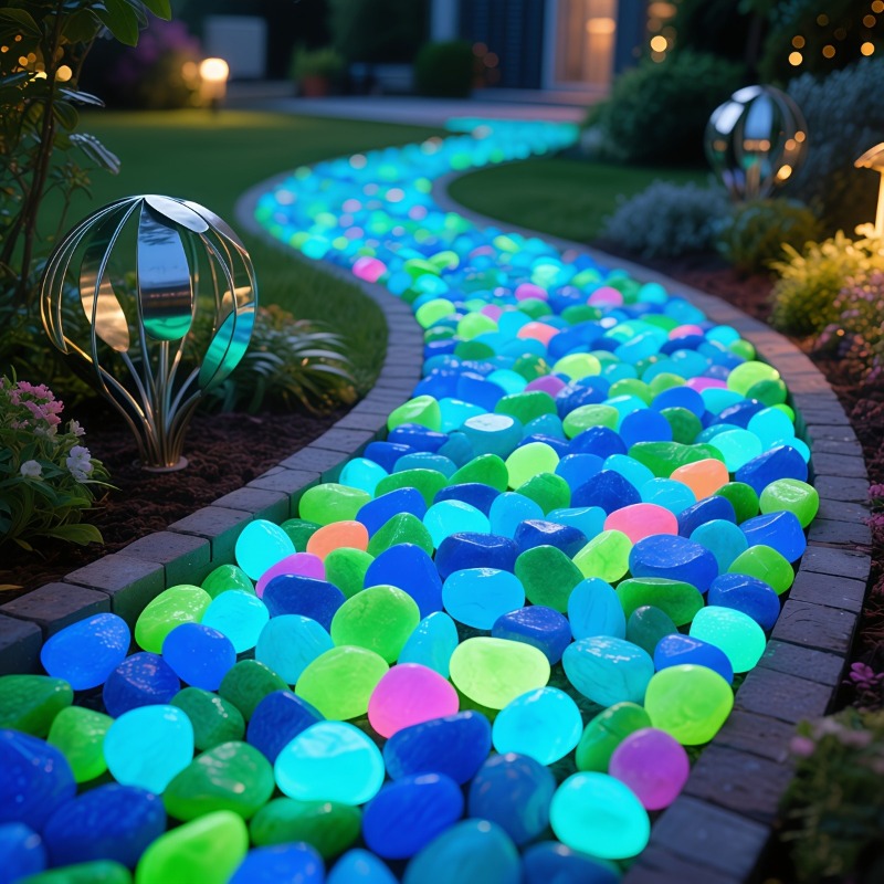 36pcs mixed color extra large luminous pebbles glow after activation suitable for garden decoration aquarium and fish tank decorative gravel and potted plants no electricity required low maintenance   decor 0