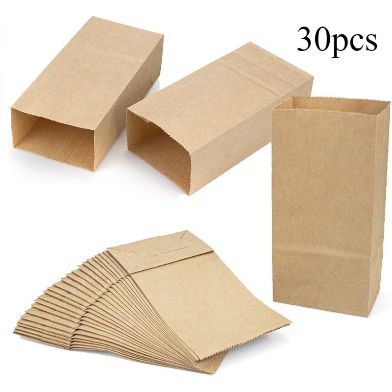 E-shop 30 Mini Papier-Geschenktüten mit Klappverschluss – Langlebige braune Einwegparty- für Hochzeiten, Geburtstage, Events kleine Unternehmen |