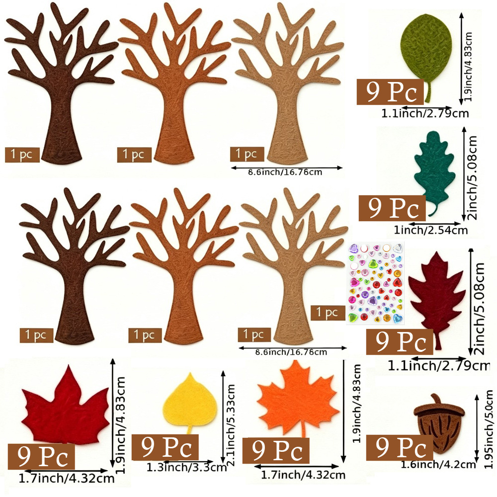 TEMU Kit de árbol de fieltro de otoño de 70 piezas - Decoración de árbol de otoño con hojas de , manualidades DIY para Acción de Gracias, Halloween,