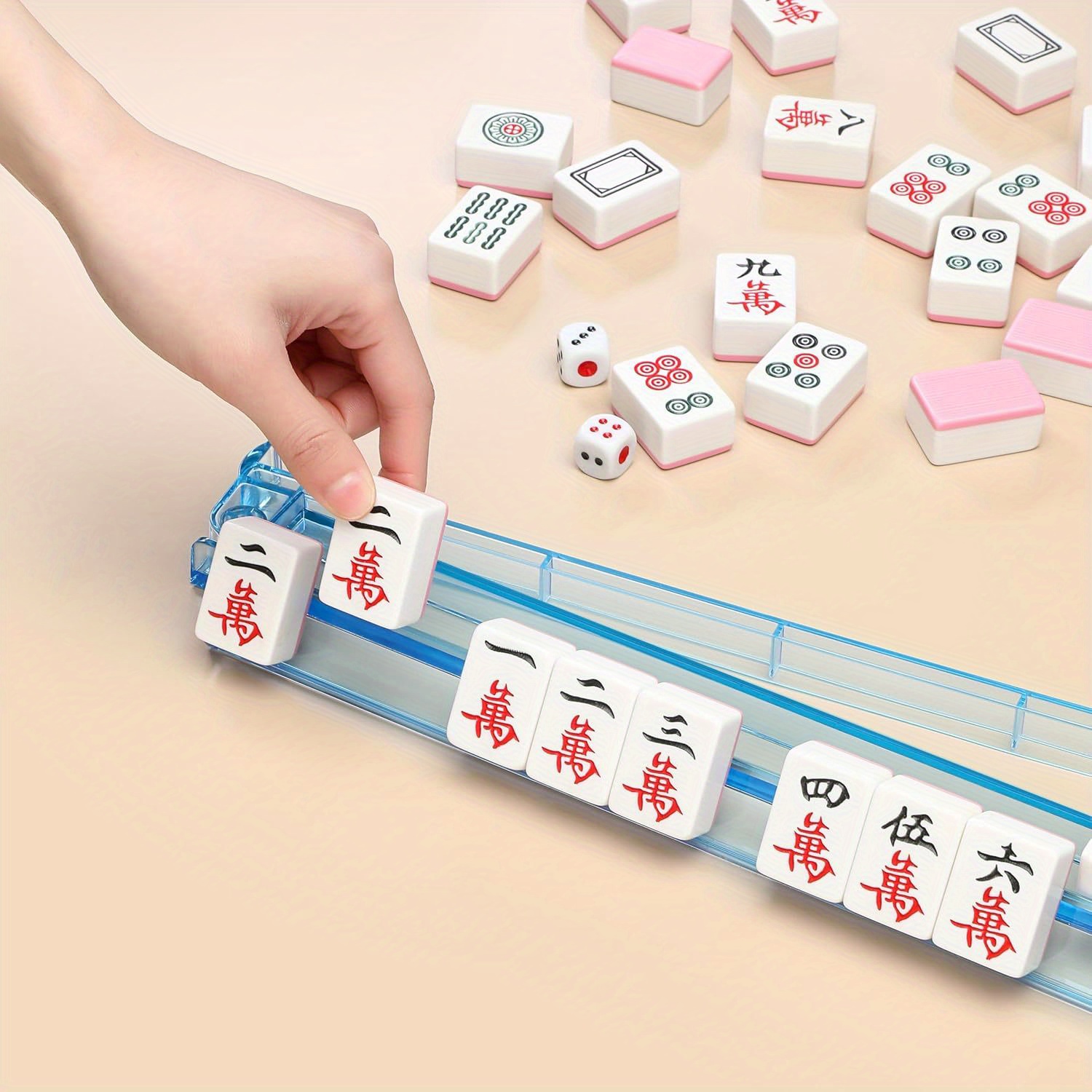 DNB Mahjong-Rack-Set Mit Drücker – 4 Transparente Acryl-Racks Für Einfaches Spielen