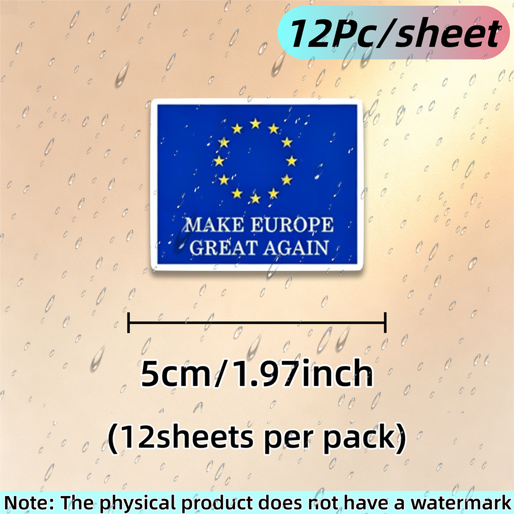 TEMU 12pcs Again Stickers - Patriotic European With Stars And Stripes, Durable Vinyl Decals For Cars, Laptops, Helmets, Refrigerators, Suitcases -