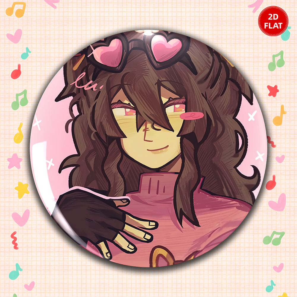 TEMU 2d Flat - 1pc Men's Casual Round Brooch, Anime Cartoon Pin, Fashionable And Gorgeous Additions, Unisex Badge, Suitable As A Gift Between