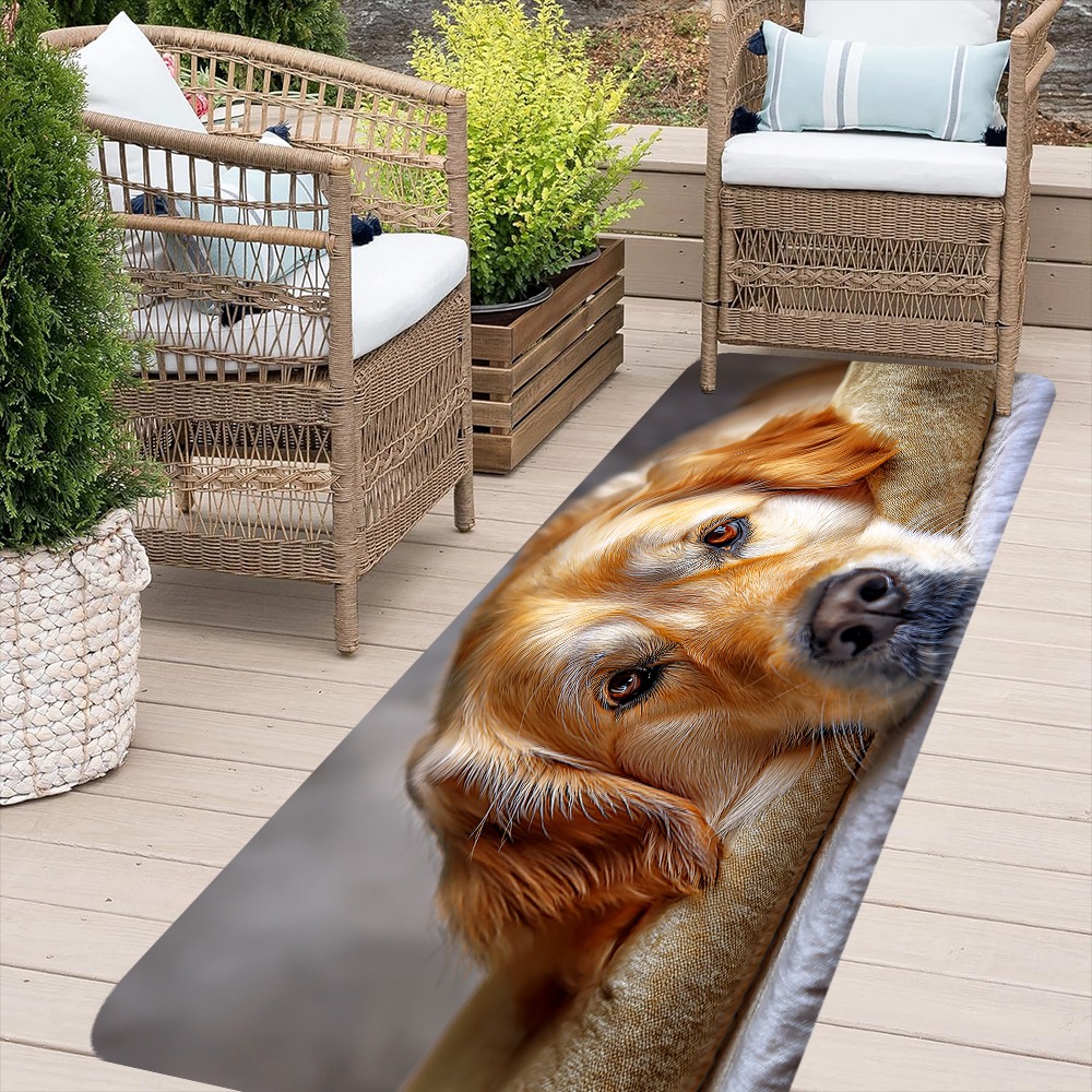 1pc extra large rectangular dog bed mat - soft plush cushioned floor bed with golden retriever design, machine washable pet bed for large rooms, ideal for small to medium dogs - cozy indoor mat for hardwood & mat floors, durable & easy clean, enhances resting experience,   home decor, christmas gift for pets, fits small to medium-sized pets, comfortable and stylish pet bed mat Product details 4