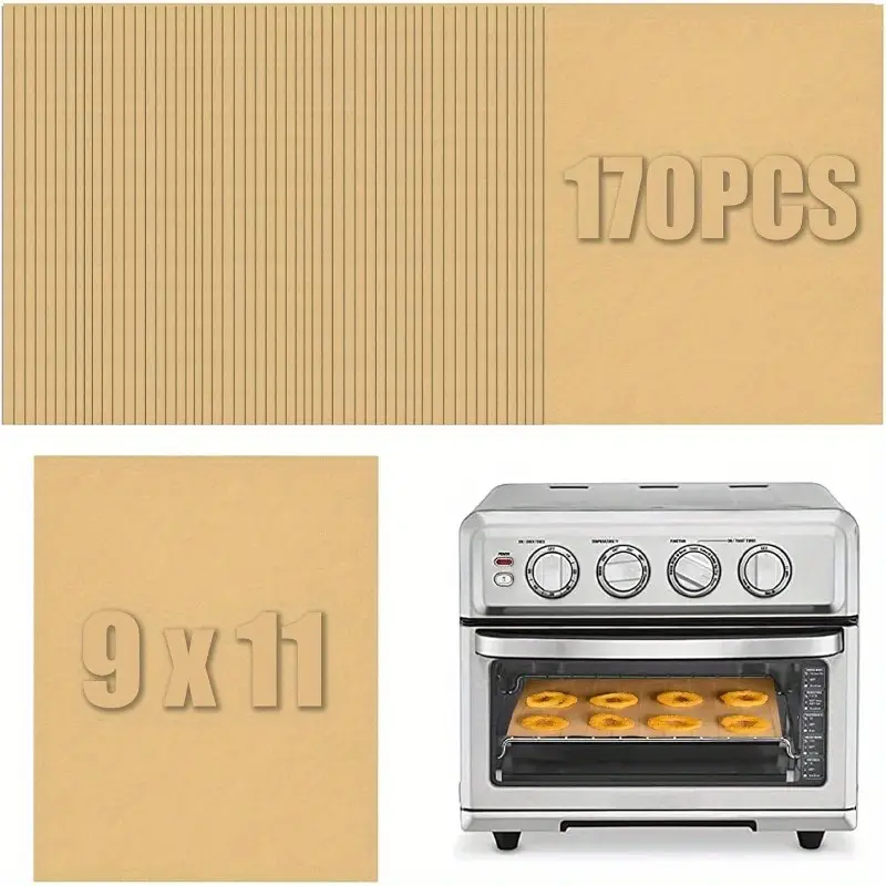 170pcs 9x11 inch rectangular parchment paper sheets disposable air fryer liners for instant pot more non baking roasting microwave cooking rectangular liners nonstick surface air fryer accessories Product details 0