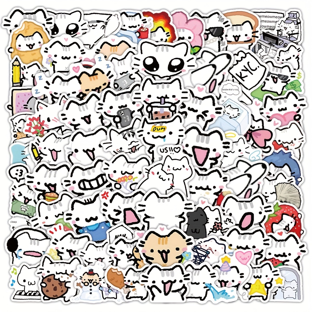 TEMU 72pcs Cute Cartoon Cat Leather Stickers - And Durable Pvc Stickers, Suitable For Water Bottles, Laptops, Mobile Phones, Scooters, Guitars,