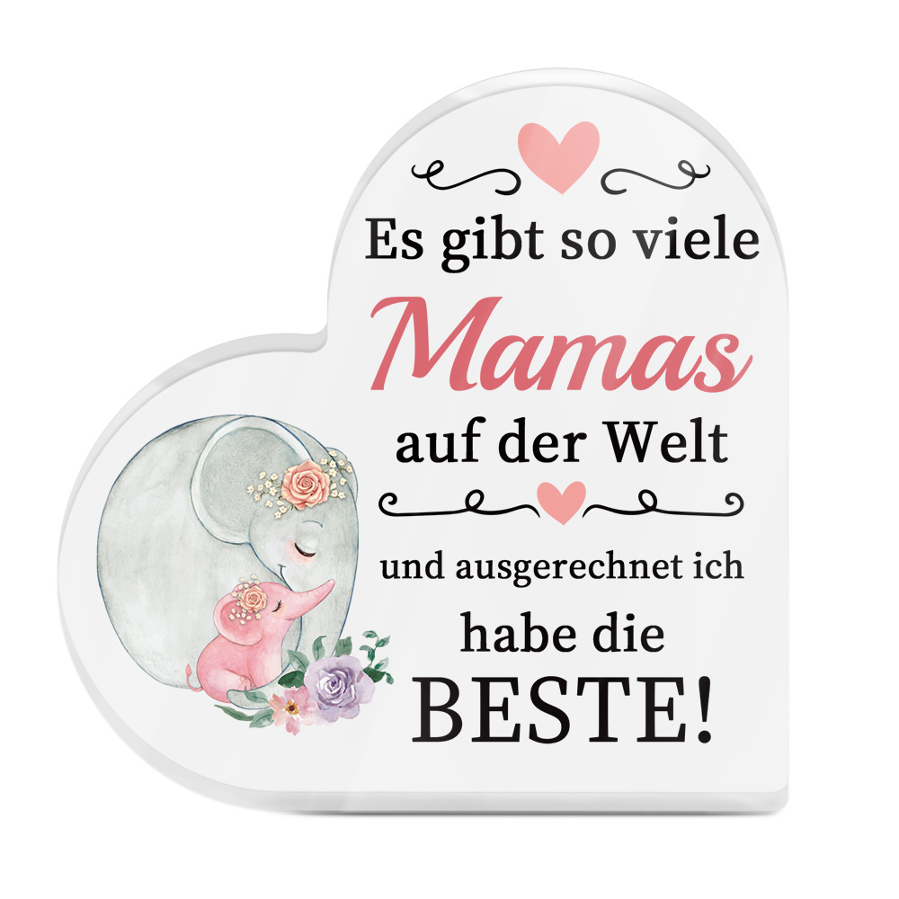 E-shop 2D Flach, . Putuo Dekor Herzförmiges Acrylschild mit Deutschem Muttertagszitat - Blumen- & Schmetterlingsdesign, Zeitgenössische