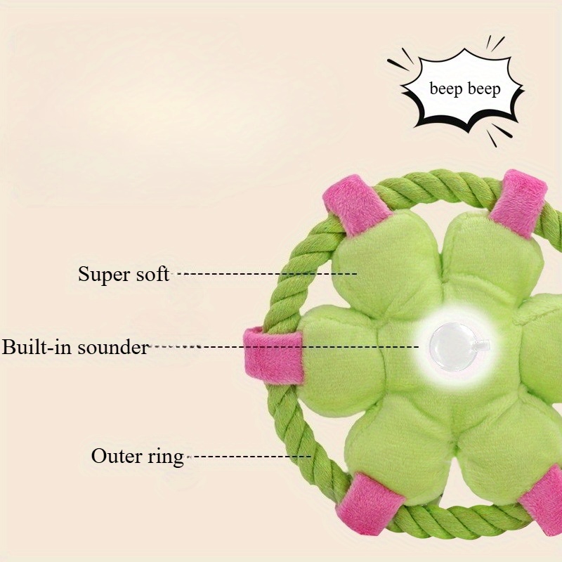 Durable Anti-Choking Dog Chew Squeaky Toy, Soft Rope Loop Design for Interactive Play, Ideal for Fetching Tug-of-War and Dental Exercise, Suitable for Puppies and Adult Dogs, Multiple Colors Available