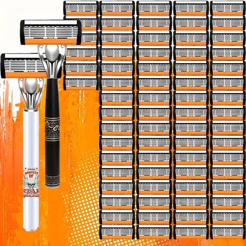mens 72 blade razor for shaving 2 non slip handles ideal gift for birthday fathers day