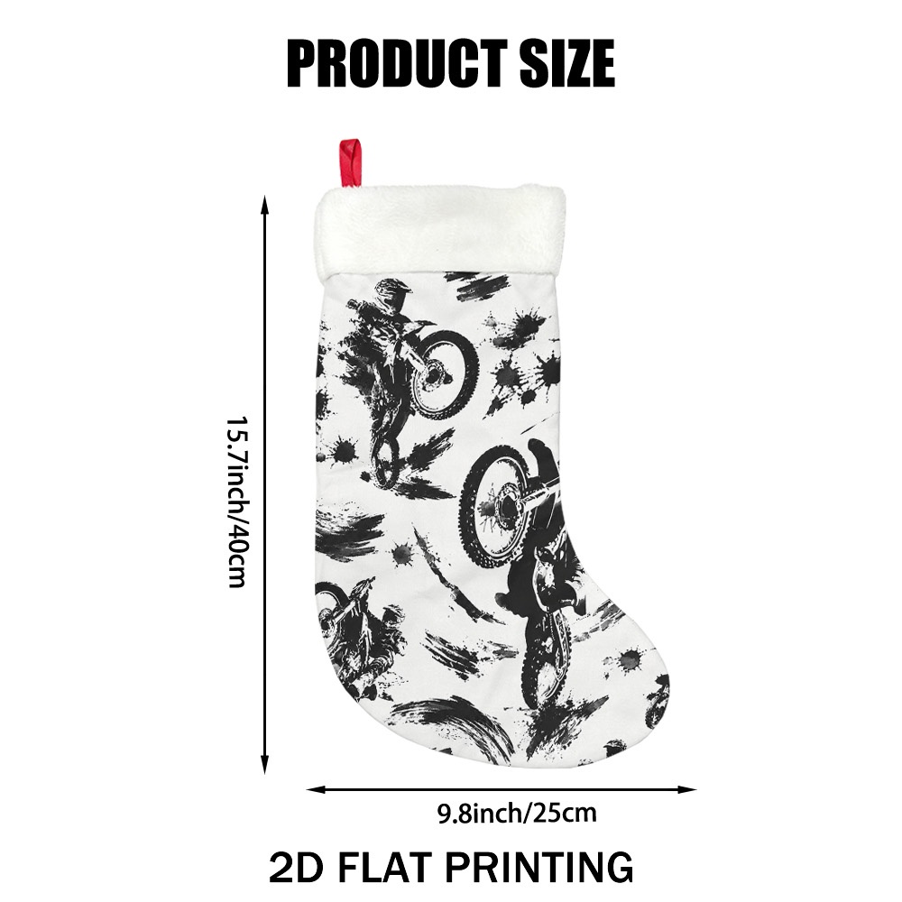 TEMU 2d Flat Printing 1pc Extreme Dirt Polyester Christmas Stocking Mantel Hanging Sock Winter Home Decor New Year Gift