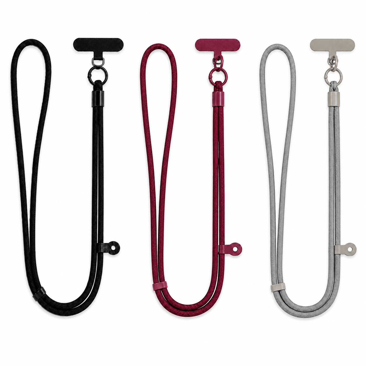 TEMU Lot de 3 lanières de téléphone épaissies multicolores, sangle unisexe réglable à bandoulière/cou, crochet coulissant latéral multifonctionnel