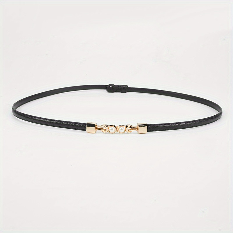 Image of 1pc Women's Slim Metal Belt With - Slim-fit Dress Belt Suitable For Dresses, Suits, Blouses, Shirts - Casual, Office, Commuting Wear - Professional & Everyday Belt