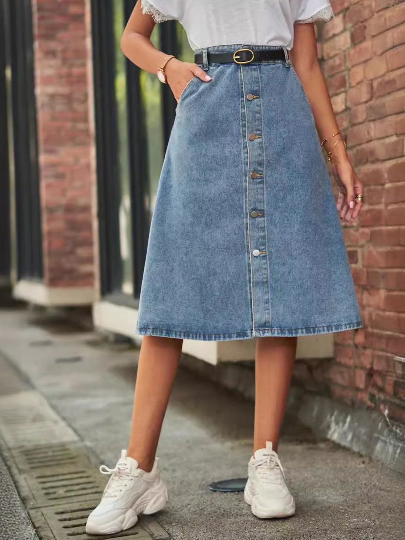 スカート SATUR (W) Pleats Denim Midi Skirt 5FT2109 MUSINSA | SATUR (W) Pleated Denim Midi Skirt Blue