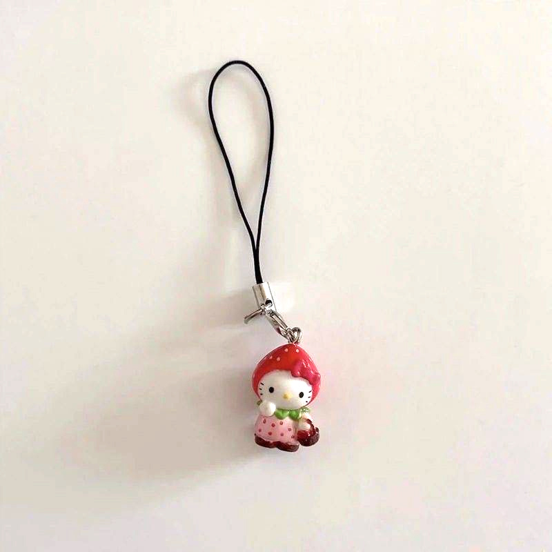 2pcs     strawberry character keychains pvc material cute cartoon anime themed diy backpack charm mobile phone ornament perfect birthday gift for friends details 2