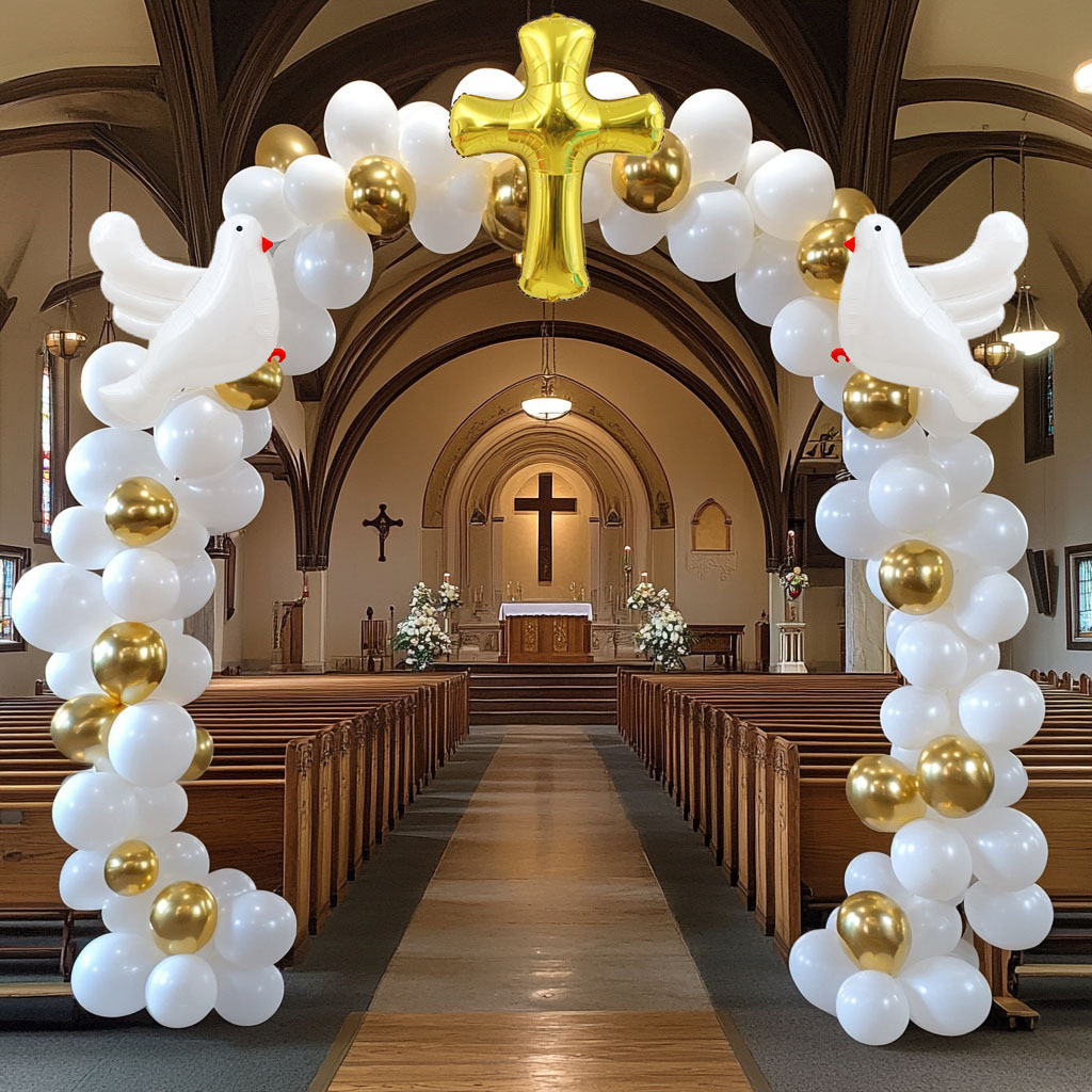 kit de   de globos cristianos de 120 piezas/5 piezas, globos de látex de 10 pulgadas, globos de metal,   cruz dorada, globos de papel de aluminio de    ,   para  ,  , bautizos, baby showers, decoraciones religiosas