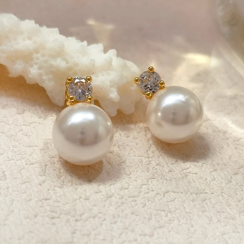 3pcs light luxury high end imitation pearl pendant necklace stud earrings inlaid with synthetic zirconia elegant and versatile earrings daily matching suitable as a gift for     and   details 3