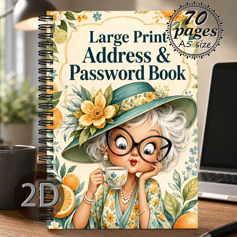 TEMU 1pc 5.71 X 8.27 Inch Password Notebook And Address Book, Large Font Printed Addresses And : Contact Storage Book For Website Accounts And Login