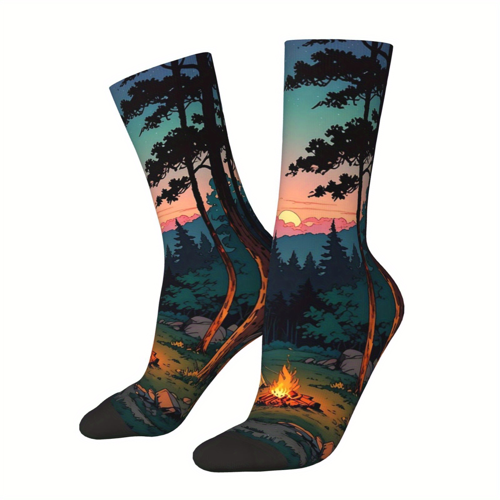 TEMU Une paire de chaussettes unisexes pour extérieur, motif au , , lavables en machine, idéales pour les amateurs de sports air, confortables et