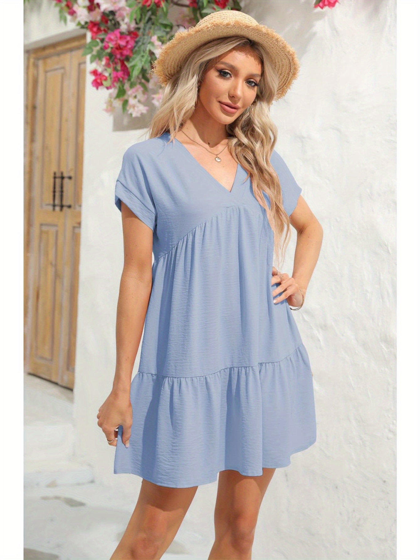 princess polly baby blue dress Kellie Babydoll Dress in Printed Dot Jacquard – Draper James main image 1