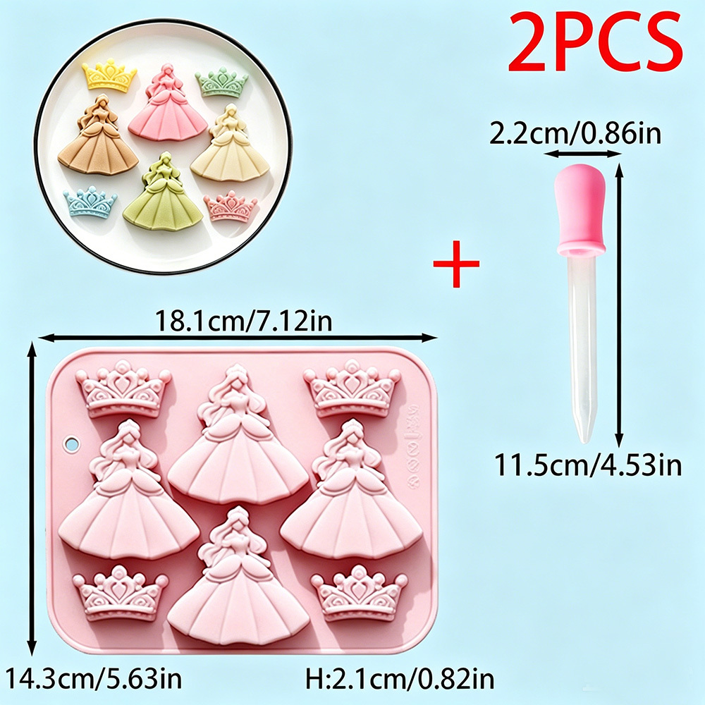 TEMU Set pezzi Stampo in silicone qualit� con 8 cavit� a forma di abito da e cavit� a forma di corona da regina, per fai da te di candele, la