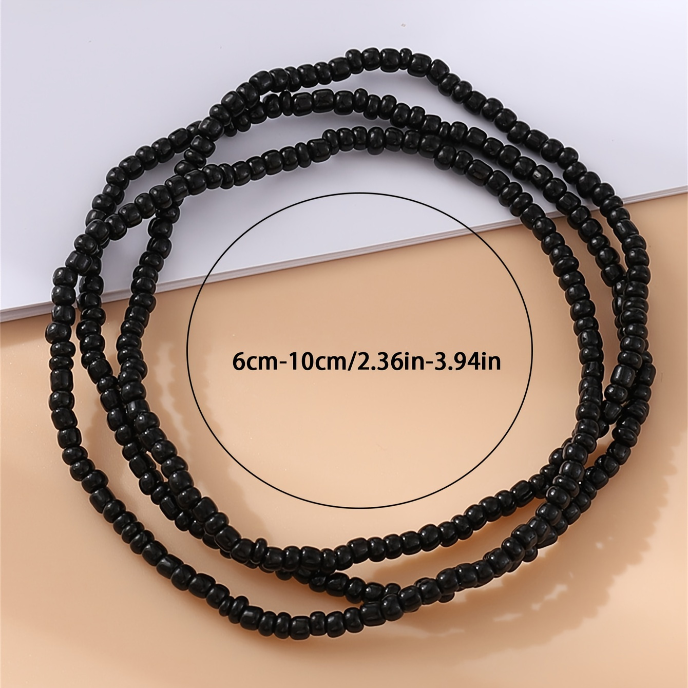 3pc Bohemian Layered Solid Black Bead Ankle Bracelet Set for Women
