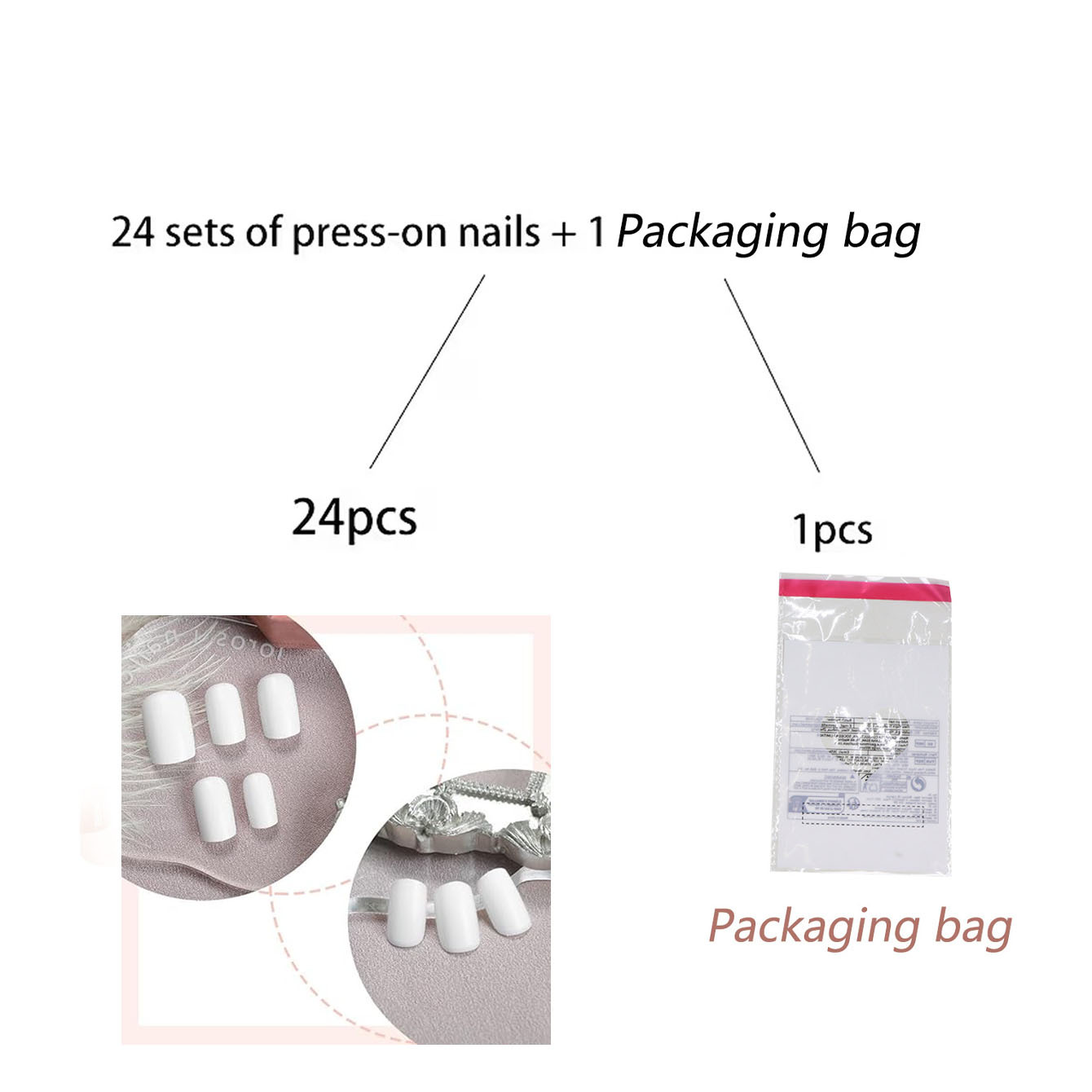 TEMU 25pcs(24 Wearable Armor+1packaging Bag)white Press On Nails Short Square Fake Nails Solid Nails Press Ons Glossy False Nails Reusable Acrylic