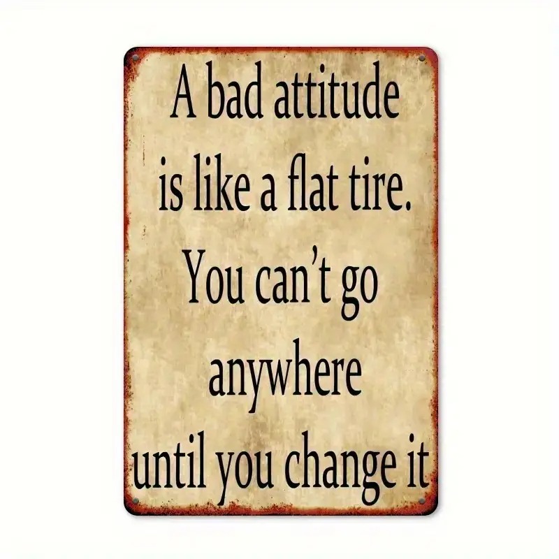 TEMU 2d Flat, [2d Flat] 2d Flat, [3d] 2d Flat Vintage Metal Tin Decorative Plaque, " Is Like A Flat Tire, You You Fix It, " Wall-mounted Sign, 8 X