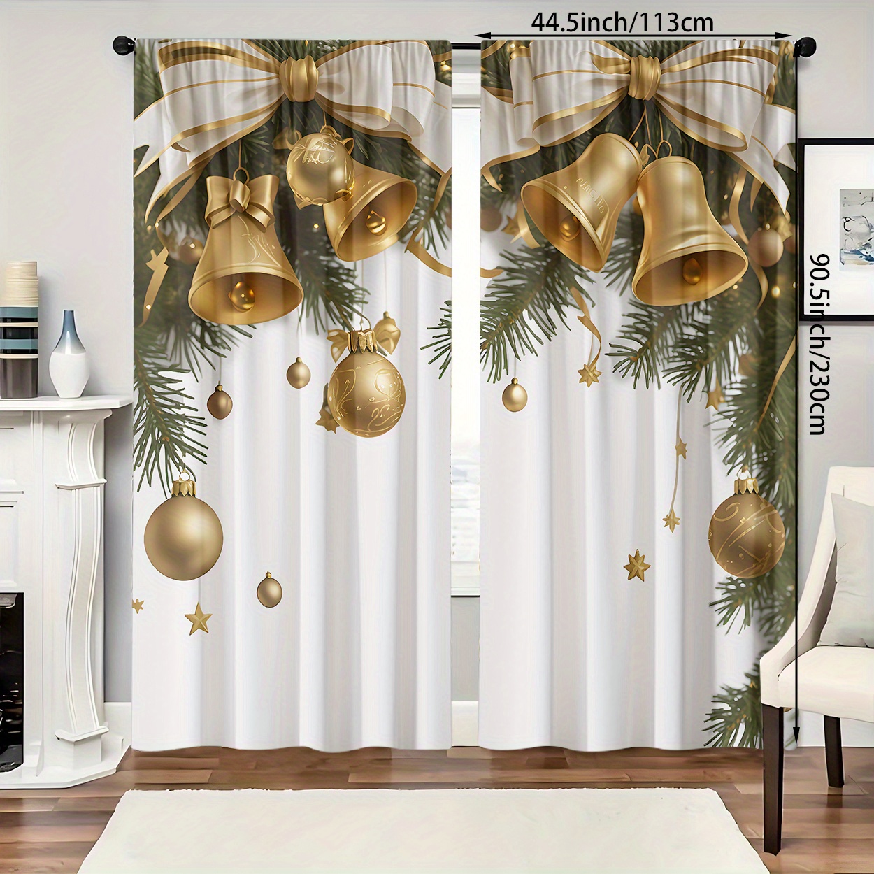 TEMU 2 Pieces Made Of Polyester Material, Featuring High-definition Digital Prints With Christmas Themes, Including Patterns Of Golden Christmas