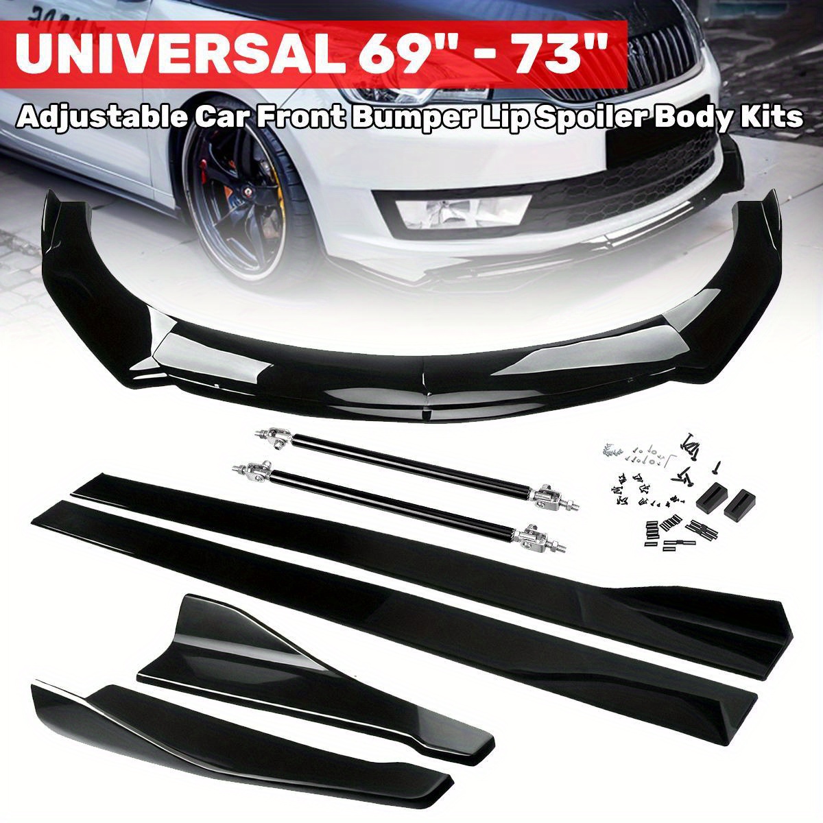 4pc Universal Car Body Spoiler Front Bumper Canards Lip Splitters Black I.89116953