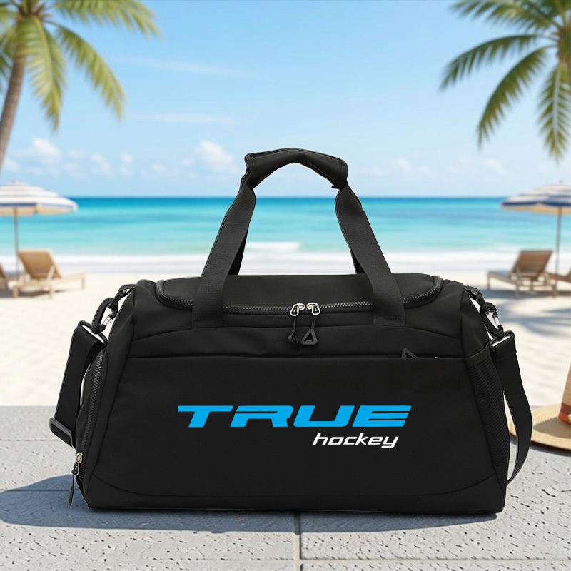 TEMU 1pc True Hockey Printed Tote Gym Bag, Large Capacity Travel Bag, Everyday Sports Shoulder Bag, Yoga Bag, Soccer Bag, Dance Bag, With Adjustable