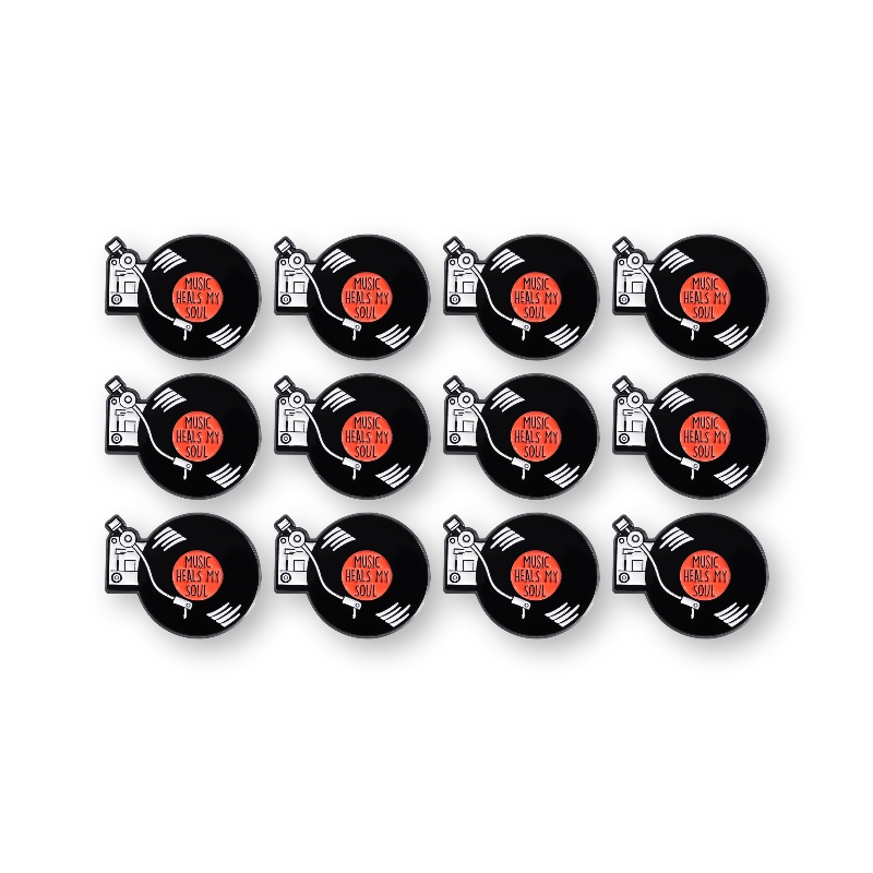 TEMU 12pcs Music-themed Vinyl Record Player Enamel Pins Suitable For Clothing, Backpacks, Hats - Retro Lapel Badges With Turntable, Gift For Music