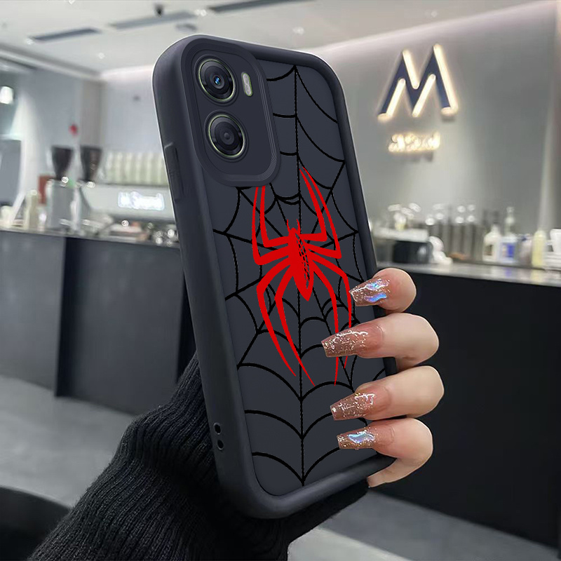 TEMU Phone Case: Red Spider Pattern, Staircase Phone Case For Motorola Moto G06/ G86/ G85/ G84/ G75 Full Protection Phone Case, High-end, Stylish,