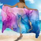 1pc bohemian chiffon beach sarong smock lightweight versatile swim cover up for women elegant translucent beach towel skirt with purple marble for and swimming