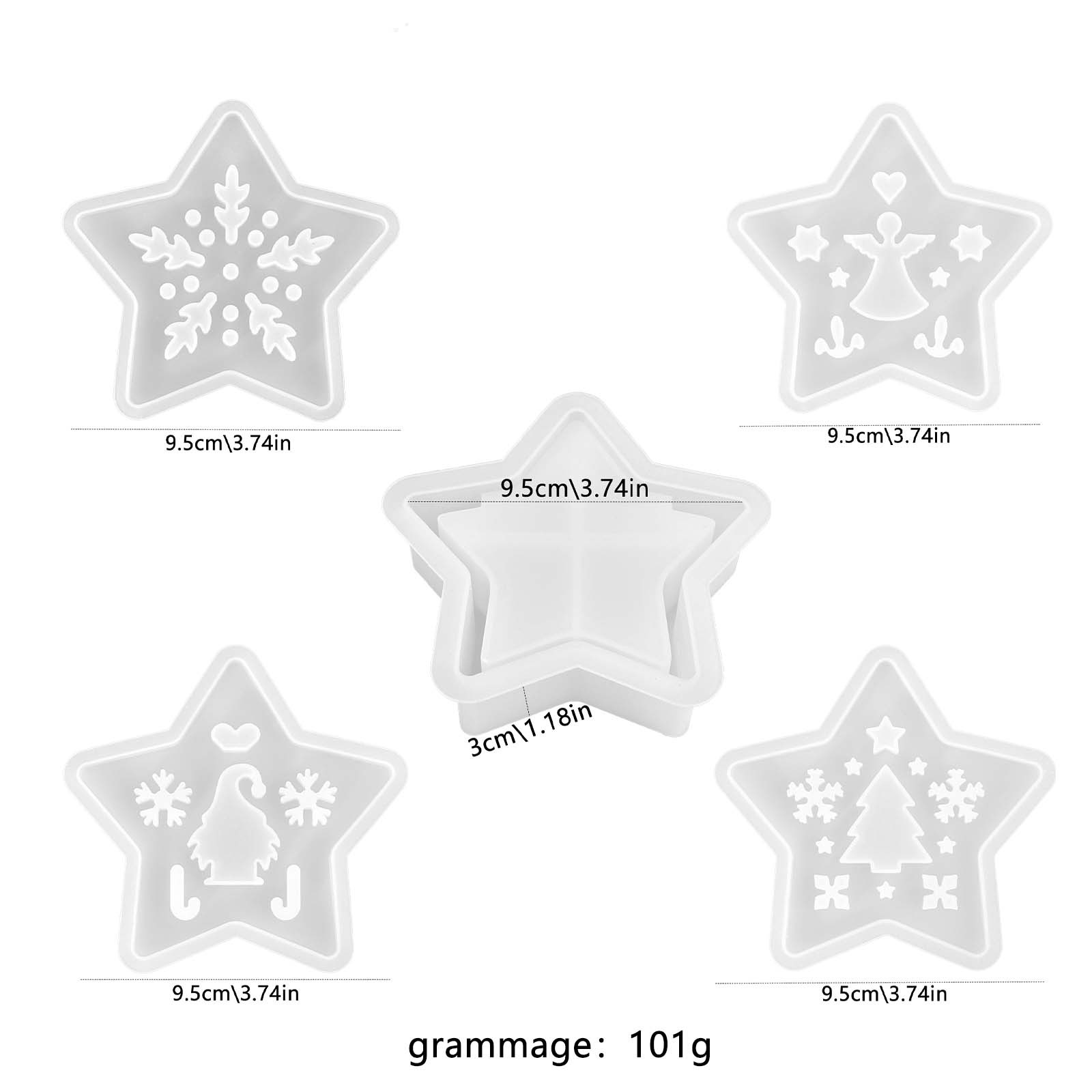 Image of Pentagram Christmas Theme Silhouette Silicone Mold - Star, Snowflake, Santa Claus Silhouette Casting Mold/resin Craft, Handmade Artwork Mold, Christmas Theme Decorations, Ornaments