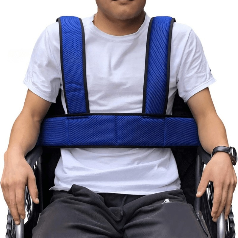 

Stretchable , Adjustable & Comfortable Wheelchair Harness Vest - Breathable, High- Nylon Fabric For Seniors & Disabled - Machine Washable, Opaque Blue With Lumbar Support, Wheelchair Accessories