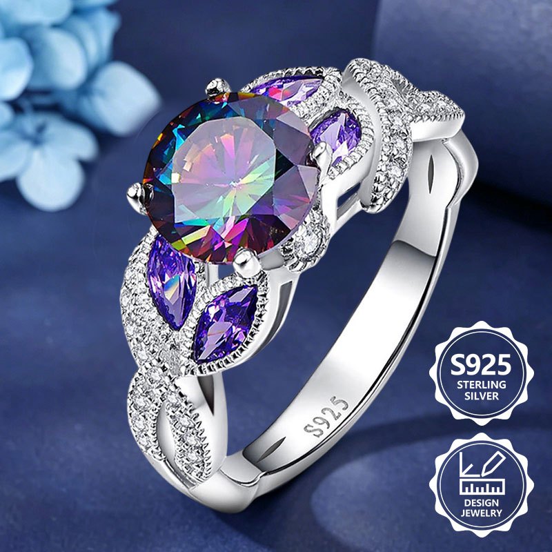 Image of 1pc S925 Silver Ring Set With 8 Carats Of Cubic Zirconia, Luxurious And Easy, Elegant And Fashionable. A Perfect Gift For Ladies, Suitable For Daily Wear. Ideal For As A Gift Or As A Holiday Present
