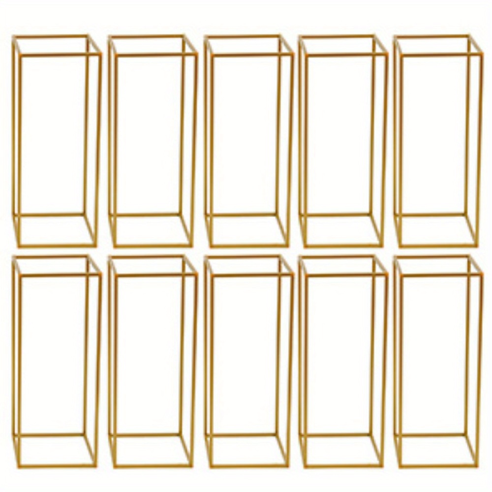 Image of 10-pack Golden Floor Vases | 23.6" Tall Geometric Metal Stands For Wedding/party Centerpieces - Modern Home Decor For Living Room, Entryway & Events