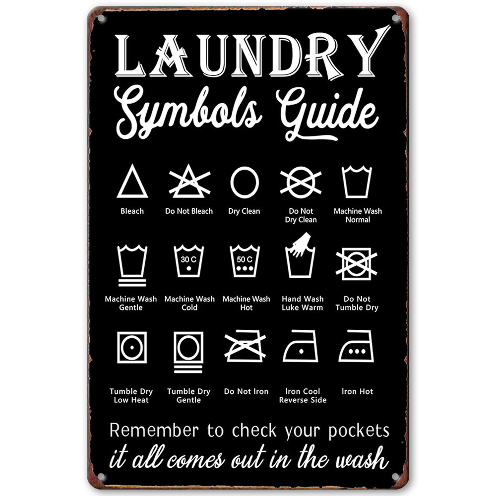 TEMU Panneau en bois plat 2D rétro avec guide des de lavage - 20.32Cm X 12.7Cm, décoration murale de , convient pour salle de bain et buanderie,