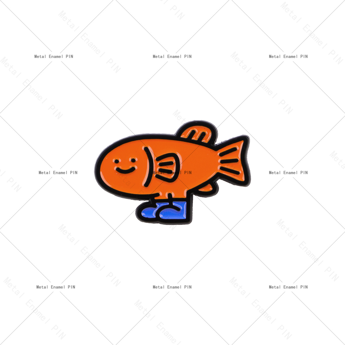 TEMU 1pc Cute Orange Fish Boots Enamel Pin, Funny Walking Fish Brooch, Kawaii Cartoon Lapel Badge For Backpacks And Jackets, Unique Fish Lover