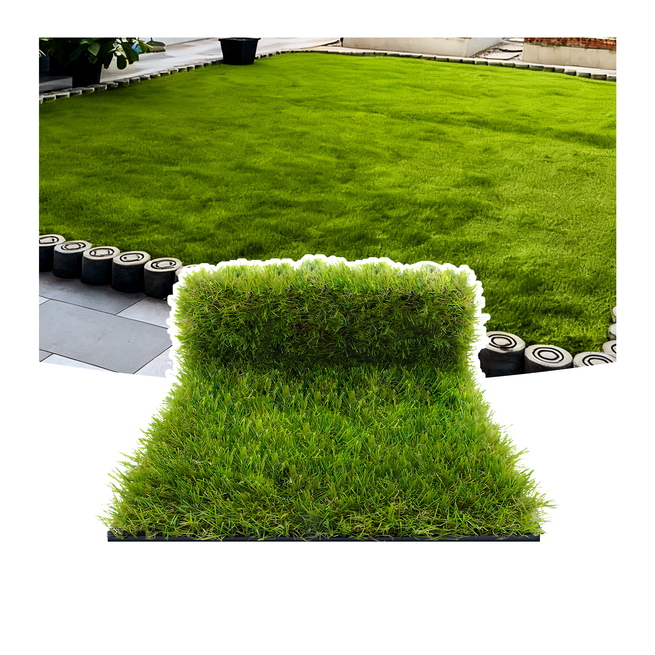 Image of Realistic Autumn Grass Artificial Turf, 2 Cm Thick & Soft With Efficient Drainage Holes, For Patio, Balcony, Garden, Indoor Outdoor Pet Area (1.8 M)
